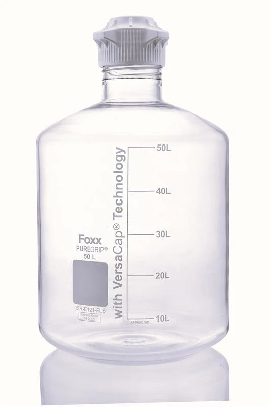 PUREGRIP® Reusable Clear Glass Carboy with 120mm VersCap® and Extra Large Marking Spot, 50 L (50,000 mL), 1/EA